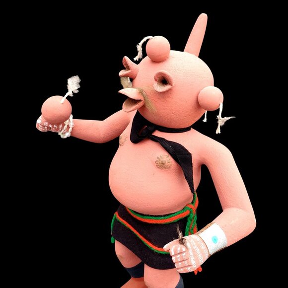 Vintage Zuni Hopi Katsina Mudhead Carved Wood Kachina Doll With Rattle by Ross - Picture 11 of 11